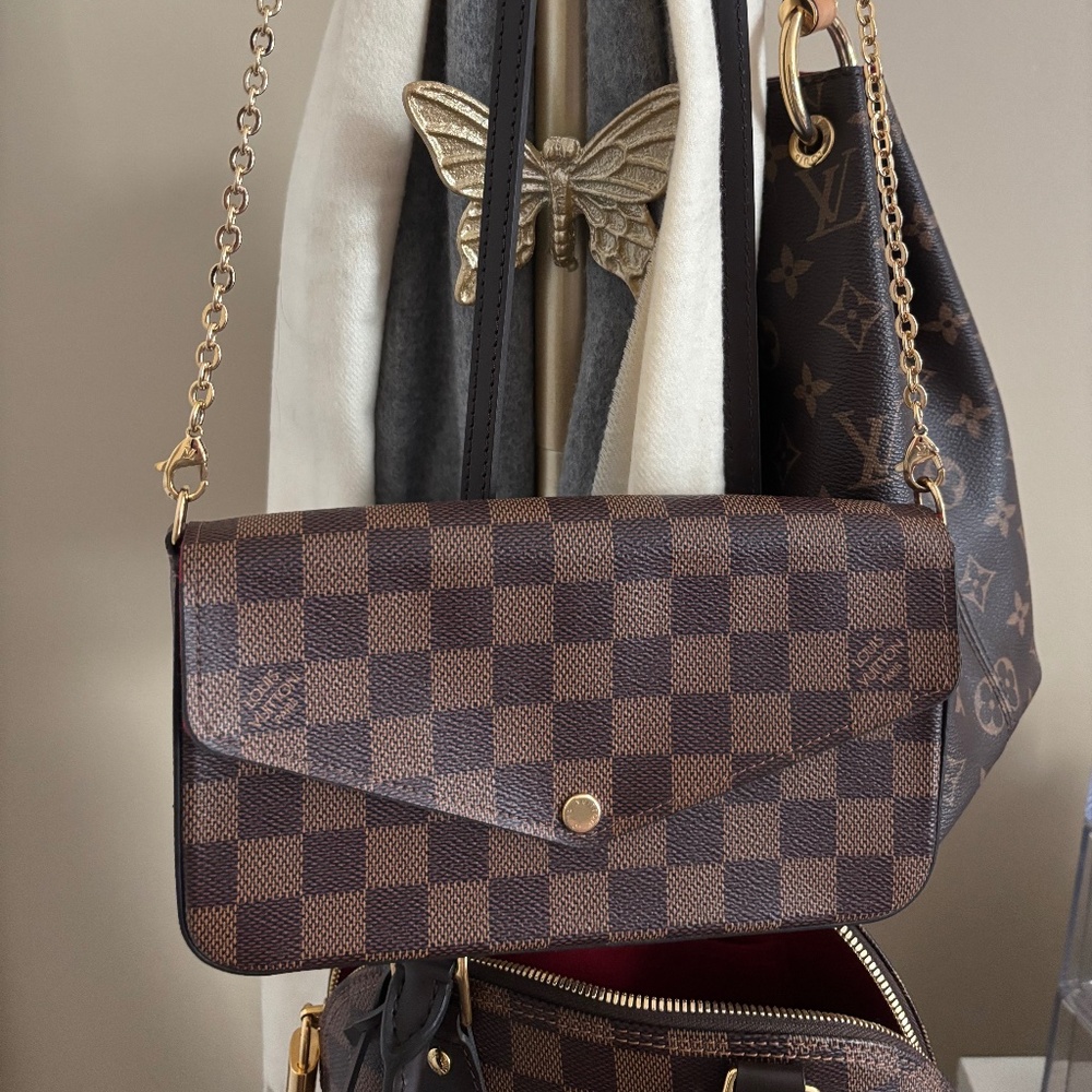 Louis Vuitton Damier Ebene Felicie crossbody clutch chain